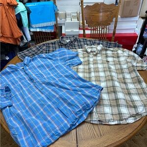 Carhartt Men's Casual Button Down Shirts - Blue, Brown, and Black